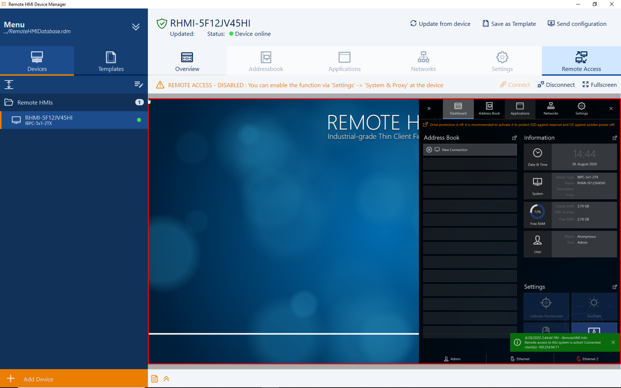 Remote HMI Device Manager im Zugriff auf die Firmware eines IBPC