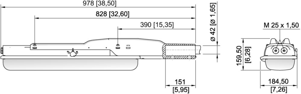 Ex Luminaria lineal LED EXLUX, serie 6002/4 R. STAHL