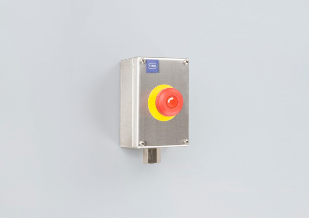 8150/5-0176-0116-091-3311-C2425, Befehlsgerätesystem, NOT-AUS Pilzsperrtaster 55 rot - (Drehpfeil),  Zone 1, 2, 21, 22