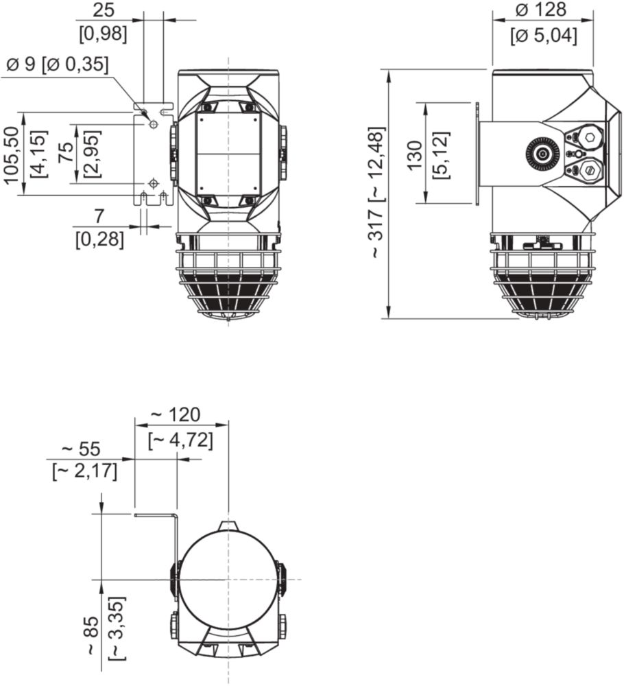 Ex Appareil de signalisation lumineux avec chambre de connexion, LED / 5 J, ALU, série FL60/3 - YODALEX 3 R. STAHL