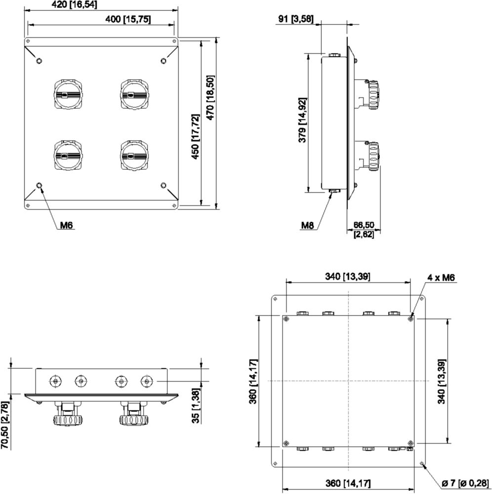 Wall-mounted socket distributors for clean rooms series 8150/5-V88 R. STAHL