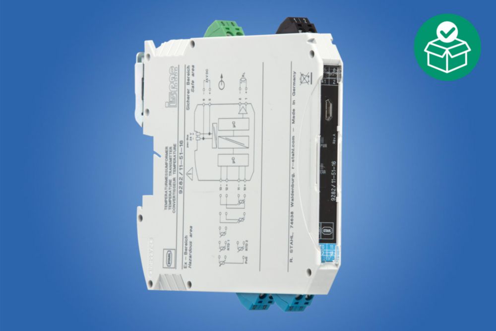 Temperature transmitter, Screw terminal, slim design just 12.5 mm wide, Number of channels: 1, Signal types: Thermocouple, mV source, Output signal: 0/4 to 20 mA (configurable), SIL 2, Zone 2